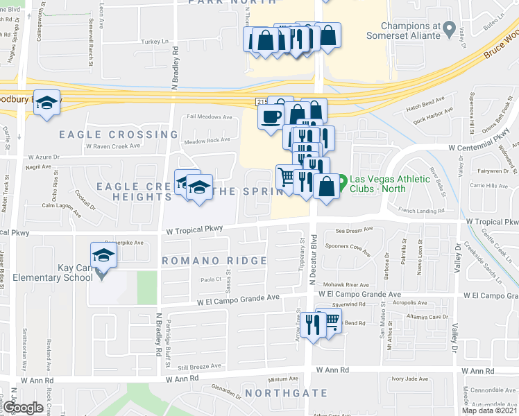 map of restaurants, bars, coffee shops, grocery stores, and more near in Las Vegas