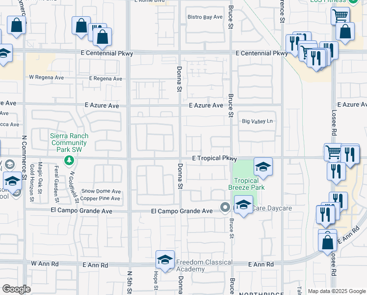 map of restaurants, bars, coffee shops, grocery stores, and more near 6017 Arbor Crest Street in North Las Vegas