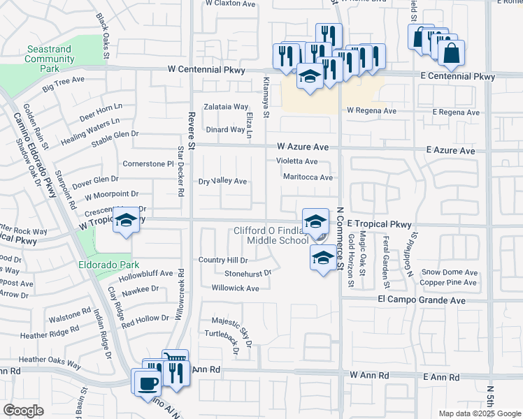 map of restaurants, bars, coffee shops, grocery stores, and more near 6013 Kitamaya Street in North Las Vegas
