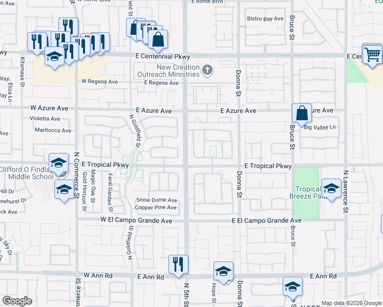 map of restaurants, bars, coffee shops, grocery stores, and more near 6024 North Leaping Foal Street in North Las Vegas