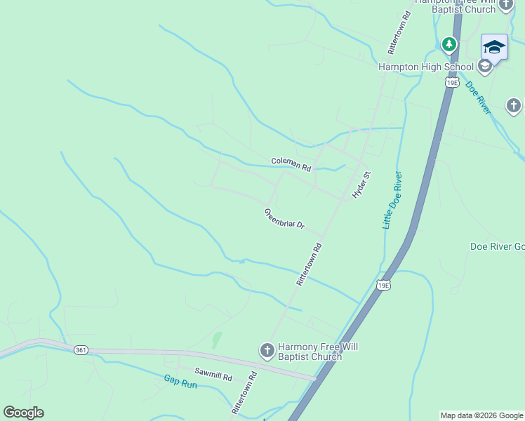 map of restaurants, bars, coffee shops, grocery stores, and more near 208 Mountain View Circle in Hampton