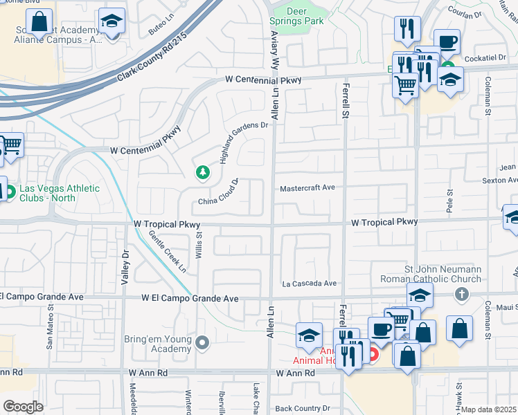 map of restaurants, bars, coffee shops, grocery stores, and more near 6021 Harvest Dance Street in North Las Vegas