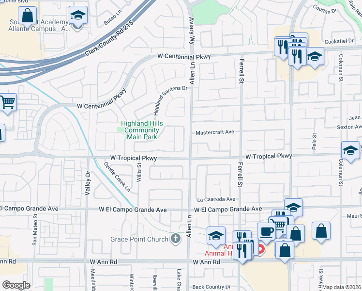 map of restaurants, bars, coffee shops, grocery stores, and more near 6021 Harvest Dance Street in North Las Vegas