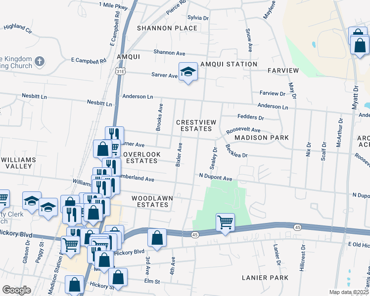 map of restaurants, bars, coffee shops, grocery stores, and more near 690 Bixler Ave in Nashville