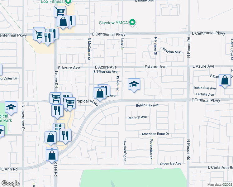 map of restaurants, bars, coffee shops, grocery stores, and more near 2921 Kildare Cove Court in North Las Vegas