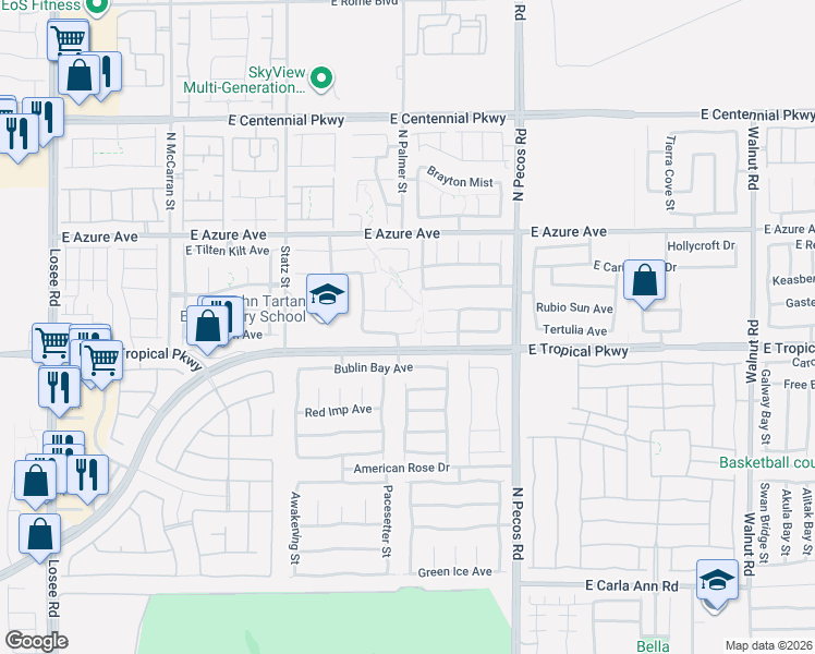 map of restaurants, bars, coffee shops, grocery stores, and more near 3176 McLennan Avenue in North Las Vegas