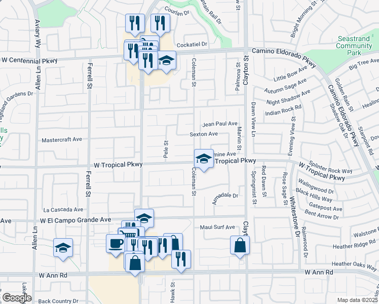 map of restaurants, bars, coffee shops, grocery stores, and more near 2406 White Sails Court in North Las Vegas