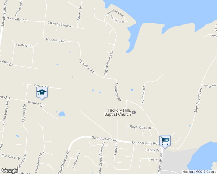 map of restaurants, bars, coffee shops, grocery stores, and more near 3183 Nonaville Road in Mount Juliet