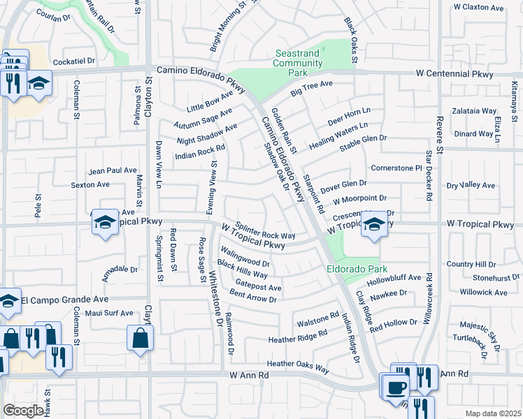map of restaurants, bars, coffee shops, grocery stores, and more near 1604 Golden Glen Court in North Las Vegas