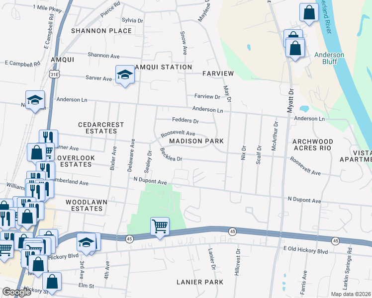 map of restaurants, bars, coffee shops, grocery stores, and more near 532 Singer Drive in Nashville