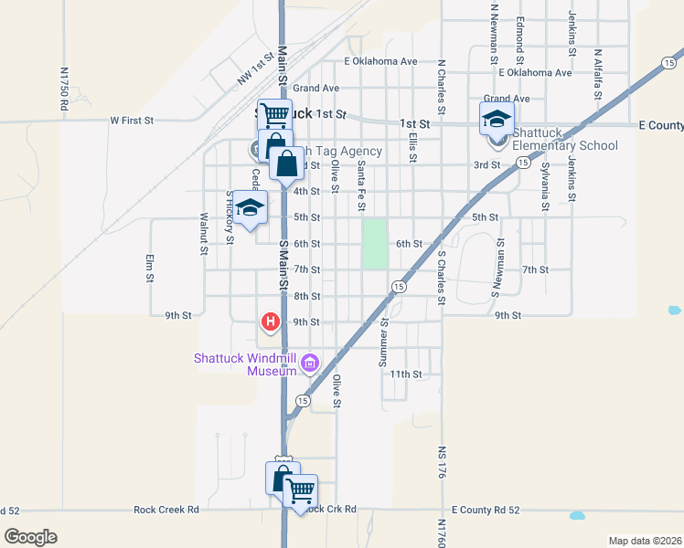map of restaurants, bars, coffee shops, grocery stores, and more near 702 Olive Street in Shattuck