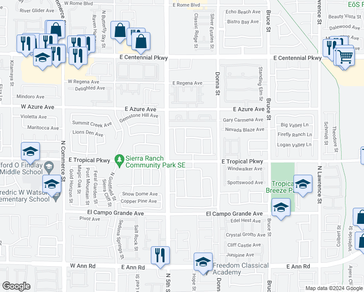 map of restaurants, bars, coffee shops, grocery stores, and more near 6024 North Leaping Foal Street in North Las Vegas