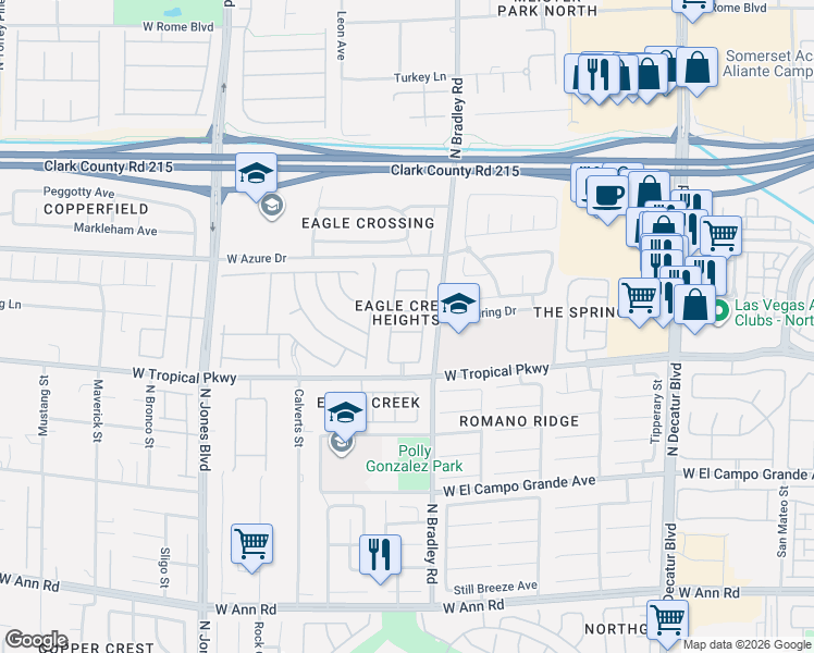 map of restaurants, bars, coffee shops, grocery stores, and more near in Las Vegas