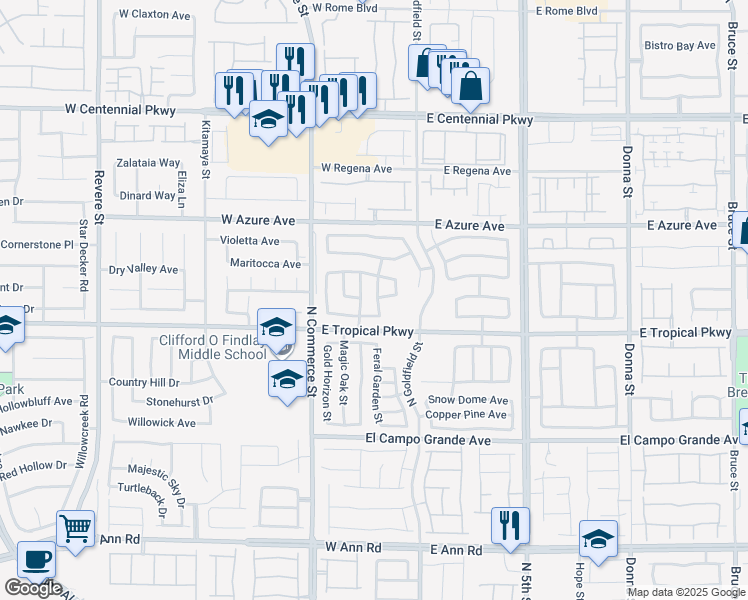 map of restaurants, bars, coffee shops, grocery stores, and more near 6025 Cragged Draw Street in North Las Vegas
