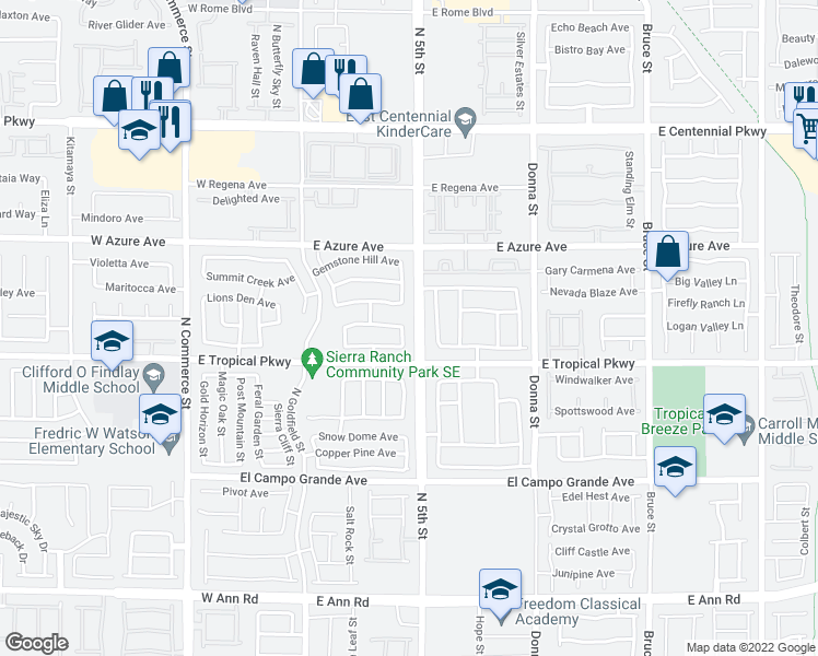 map of restaurants, bars, coffee shops, grocery stores, and more near 6024 Peacock Pine Street in North Las Vegas