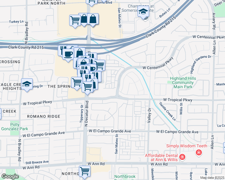 map of restaurants, bars, coffee shops, grocery stores, and more near 4517 Bell Cord Avenue in North Las Vegas
