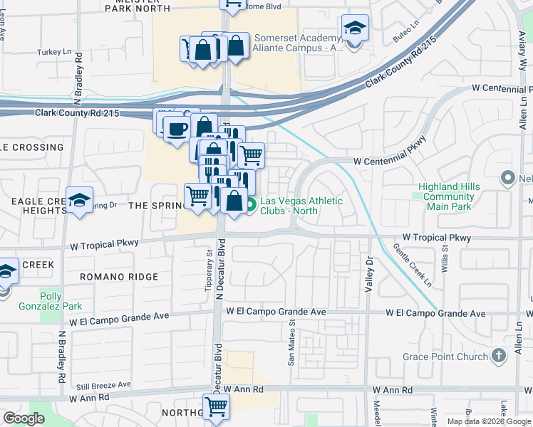 map of restaurants, bars, coffee shops, grocery stores, and more near 4609 Bell Cord Avenue in North Las Vegas