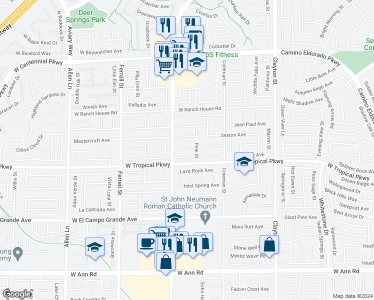 map of restaurants, bars, coffee shops, grocery stores, and more near 2717 Fern Forest Court in North Las Vegas