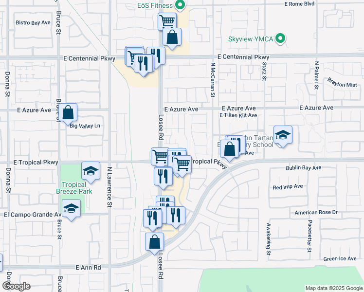 map of restaurants, bars, coffee shops, grocery stores, and more near in North Las Vegas