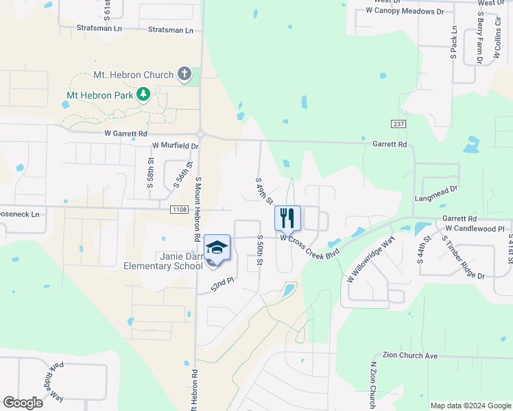 map of restaurants, bars, coffee shops, grocery stores, and more near 4904 West Red Maple Court in Rogers