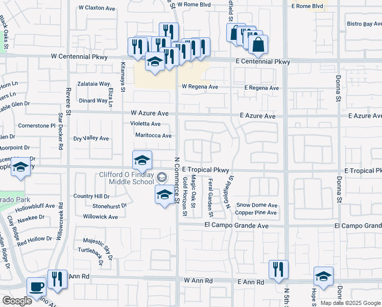 map of restaurants, bars, coffee shops, grocery stores, and more near 6025 Mazeno Peak Street in North Las Vegas