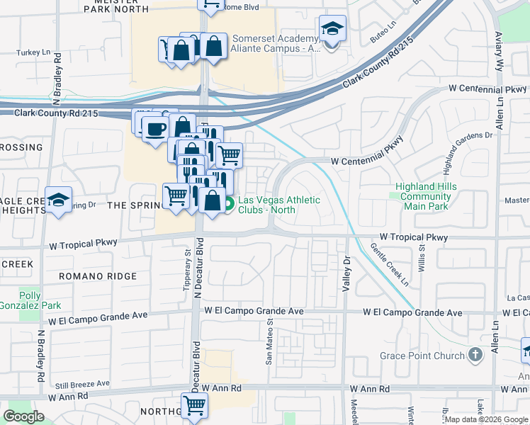 map of restaurants, bars, coffee shops, grocery stores, and more near 4513 Bell Cord Avenue in North Las Vegas