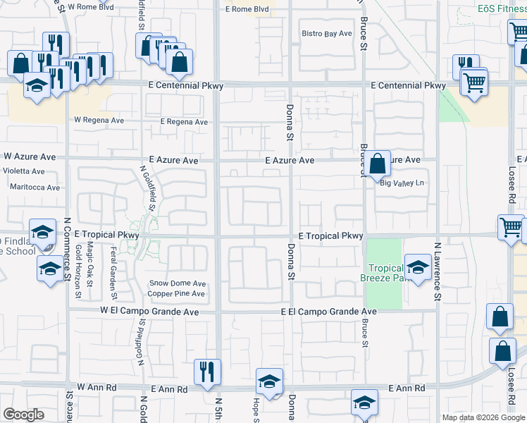 map of restaurants, bars, coffee shops, grocery stores, and more near 6029 North Hunter Jumper Street in North Las Vegas