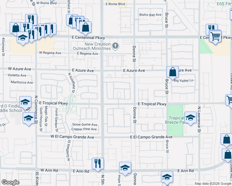 map of restaurants, bars, coffee shops, grocery stores, and more near 6029 North Hunter Jumper Street in North Las Vegas