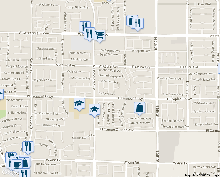 map of restaurants, bars, coffee shops, grocery stores, and more near 6025 Cragged Draw Street in North Las Vegas