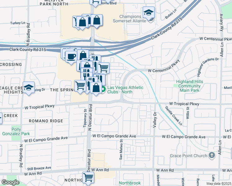 map of restaurants, bars, coffee shops, grocery stores, and more near 4517 Bell Cord Avenue in North Las Vegas