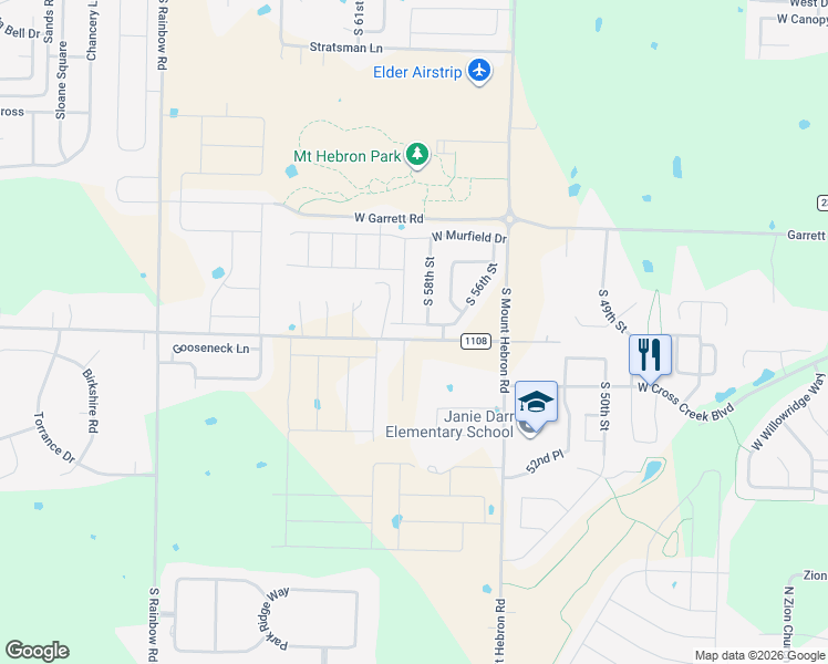 map of restaurants, bars, coffee shops, grocery stores, and more near 5802 West Red Maple Drive in Rogers