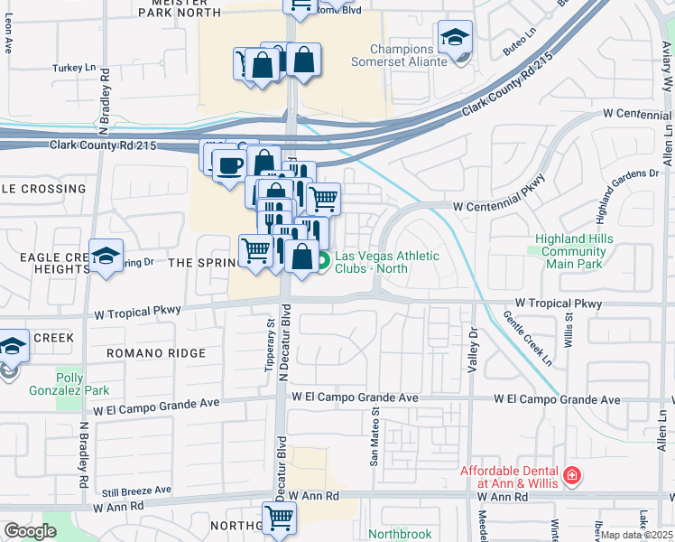 map of restaurants, bars, coffee shops, grocery stores, and more near 4613 Bell Cord Avenue in North Las Vegas