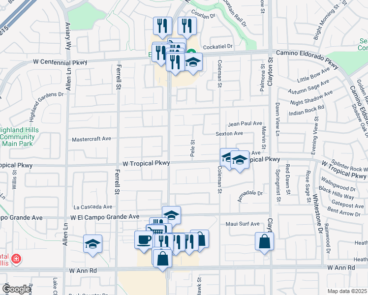 map of restaurants, bars, coffee shops, grocery stores, and more near 2717 Fern Forest Court in North Las Vegas