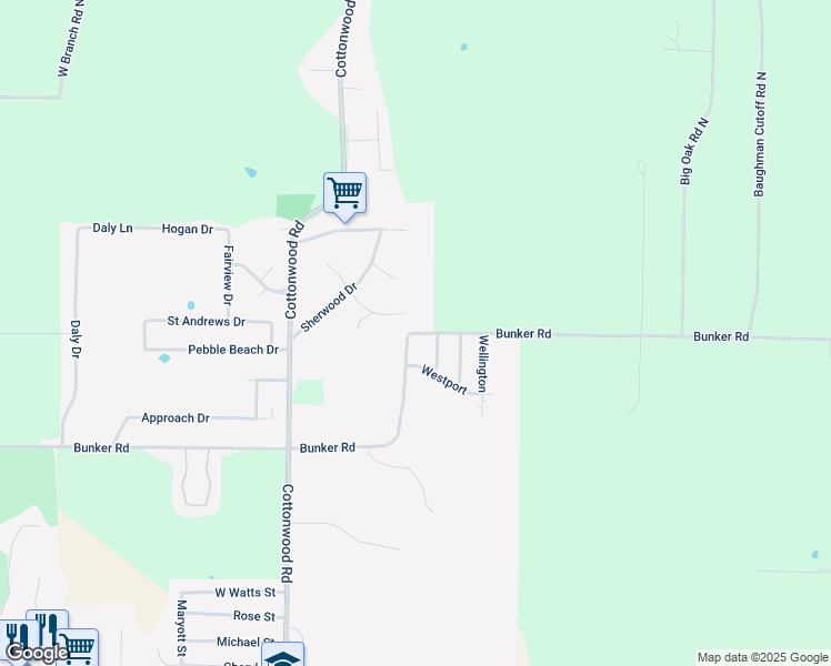 map of restaurants, bars, coffee shops, grocery stores, and more near 1019 Bunker Road West in Harrison
