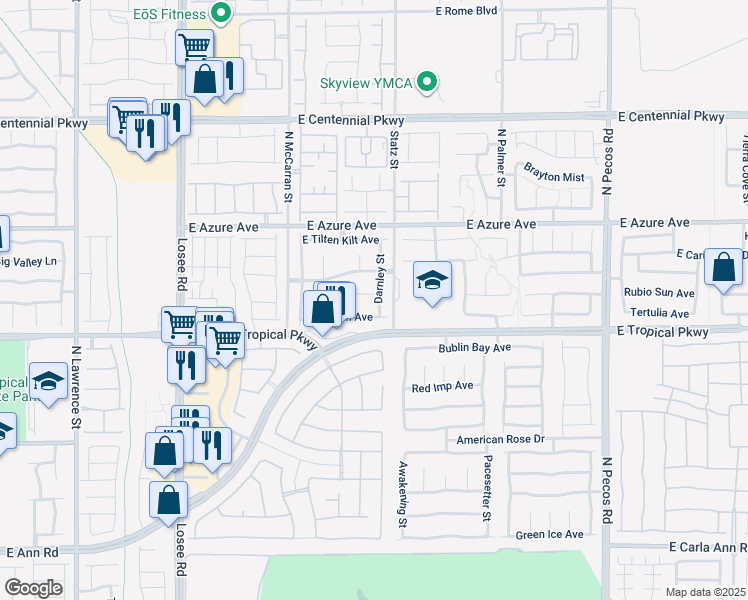 map of restaurants, bars, coffee shops, grocery stores, and more near 2921 Kildare Cove Court in North Las Vegas