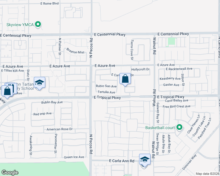map of restaurants, bars, coffee shops, grocery stores, and more near 3613 Rubio Sun Avenue in North Las Vegas