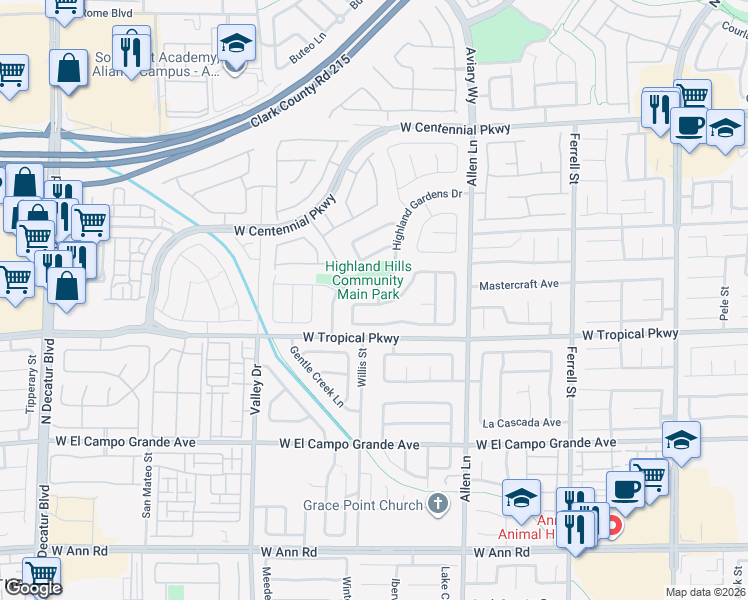 map of restaurants, bars, coffee shops, grocery stores, and more near 3920 China Cloud Drive in North Las Vegas