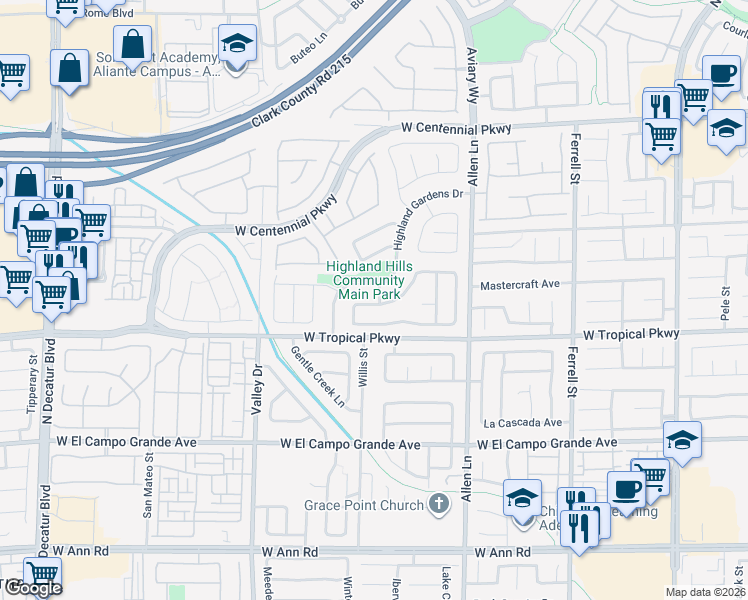 map of restaurants, bars, coffee shops, grocery stores, and more near 3913 China Cloud Drive in North Las Vegas