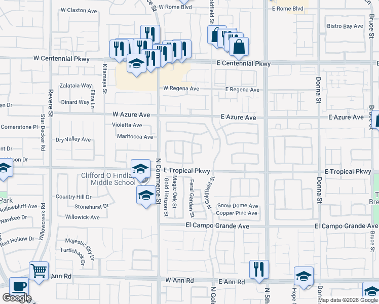 map of restaurants, bars, coffee shops, grocery stores, and more near 6033 Cragged Draw Street in North Las Vegas