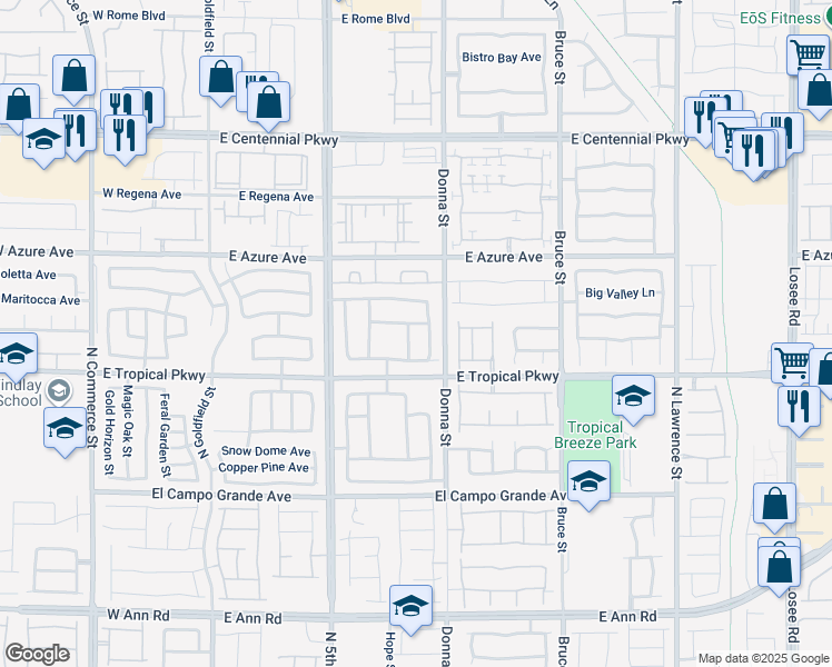 map of restaurants, bars, coffee shops, grocery stores, and more near 6032 Hunter Jumper Street in North Las Vegas