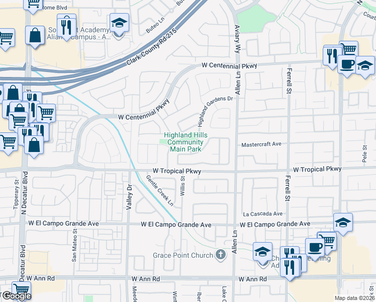 map of restaurants, bars, coffee shops, grocery stores, and more near 3913 China Cloud Drive in North Las Vegas