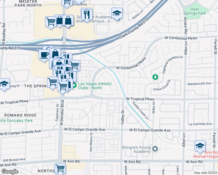 map of restaurants, bars, coffee shops, grocery stores, and more near 6049 Paddleboat Street in North Las Vegas
