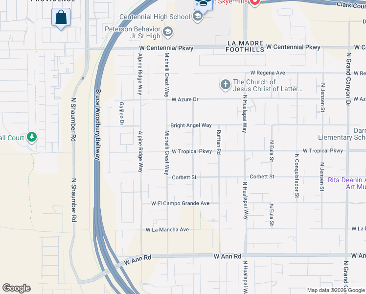 map of restaurants, bars, coffee shops, grocery stores, and more near 6015 Egan Crest Drive in Las Vegas
