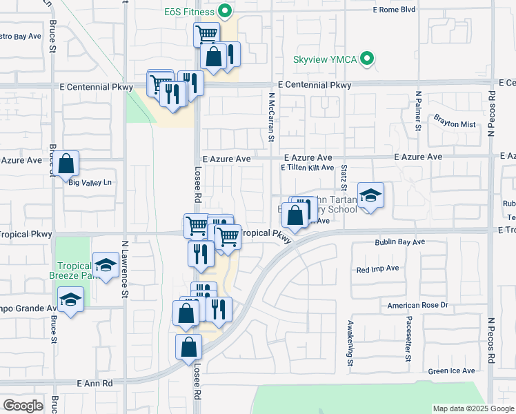 map of restaurants, bars, coffee shops, grocery stores, and more near 2646 Dahlia Falls Avenue in North Las Vegas