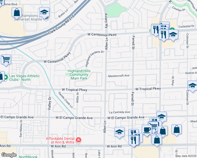 map of restaurants, bars, coffee shops, grocery stores, and more near 6025 Harvest Dance Street in North Las Vegas