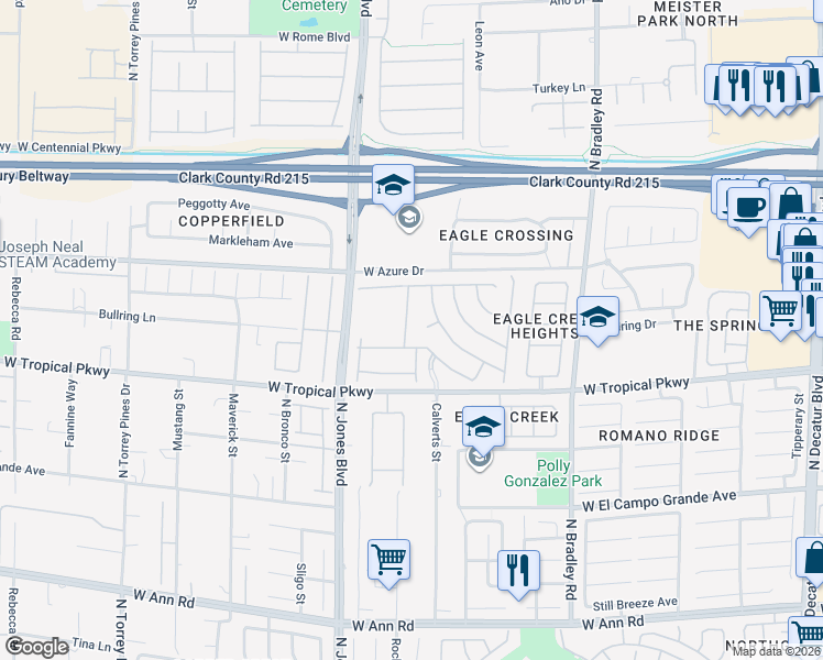 map of restaurants, bars, coffee shops, grocery stores, and more near 6100 Ocho Rios Street in Las Vegas