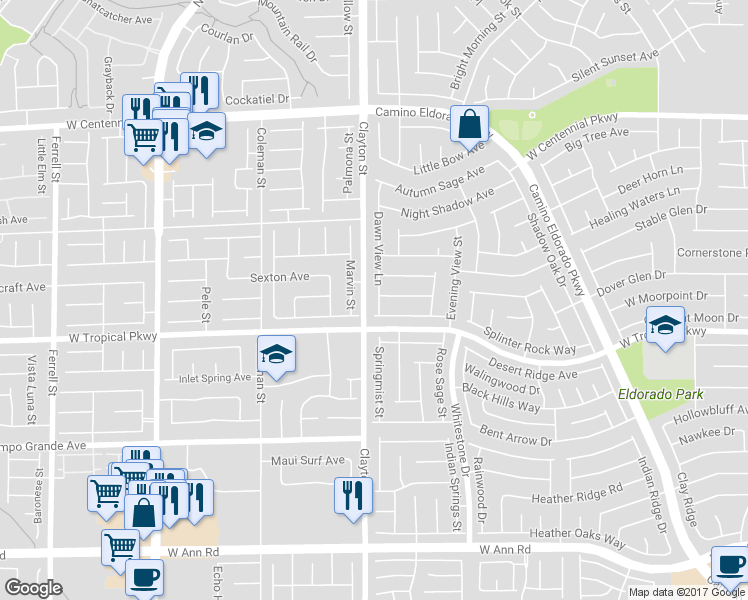 map of restaurants, bars, coffee shops, grocery stores, and more near 1924 Falling Tree Avenue in North Las Vegas