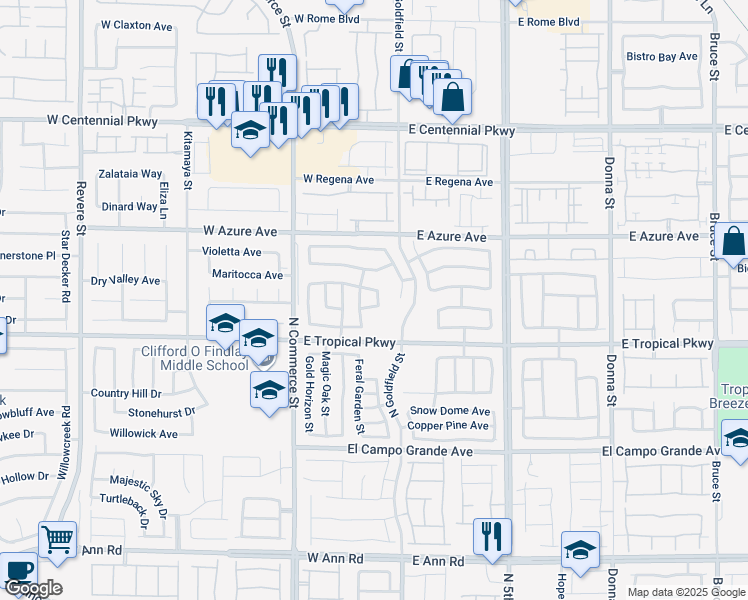map of restaurants, bars, coffee shops, grocery stores, and more near 6039 North Hidden Summit Street in North Las Vegas