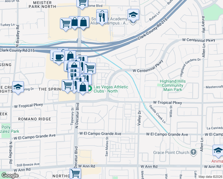 map of restaurants, bars, coffee shops, grocery stores, and more near 6028 Sea Cliff Cove Street in North Las Vegas