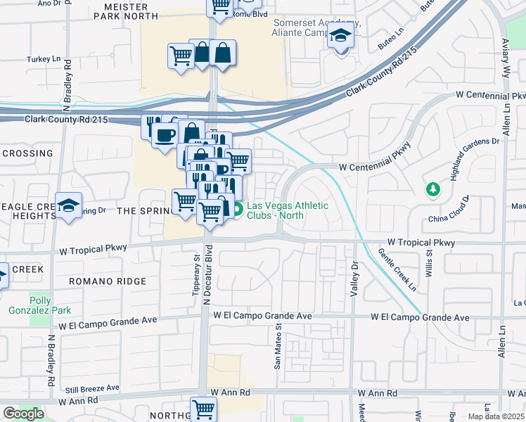 map of restaurants, bars, coffee shops, grocery stores, and more near 6040 Emma Bay Court in North Las Vegas